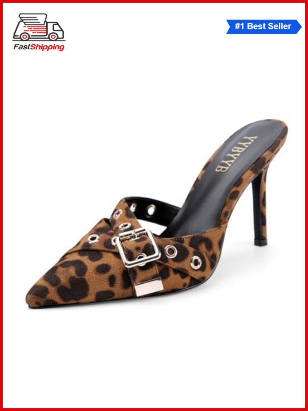 ✨ YYBYYB Women's Pointed Toe Mule Heels Studded Bow Stiletto Dress Pumps